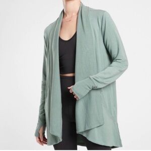 ATHLETA MINIMALISTIC SAGE 
POCKETS NIRVANA PRANAYAMA
WRAP CARDIGAN Sz  Large